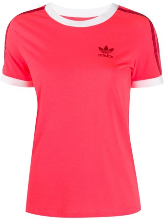 Red Adidas Signature 3 Stripe T-shirt | Farfetch.com