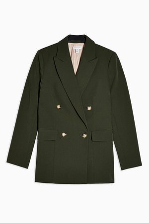 Dark Green Double Breasted Suit Blazer | Topshop