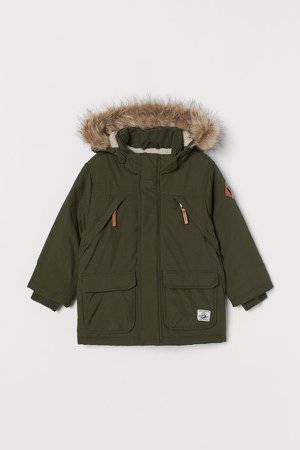 Faux Shearling-lined Parka - Green