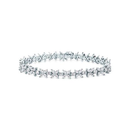 Tiffany Victoria™ alternating bracelet in platinum with diamonds. | Tiffany & Co.