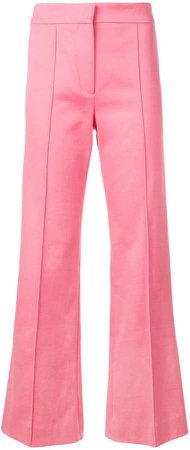 Cropped Flare Cotton Twill Jean Trouser with Pintuck Details