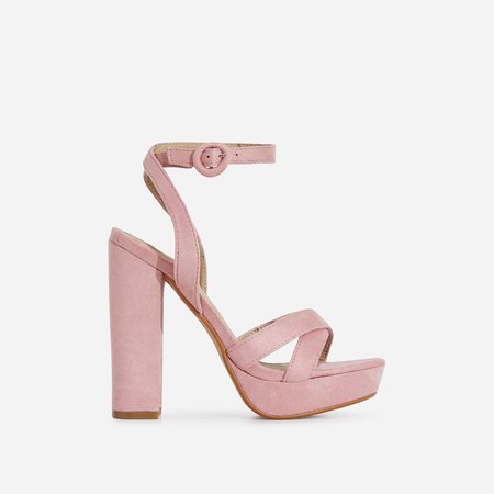 Amie Platform Heel In Blush Pink Faux Suede | EGO