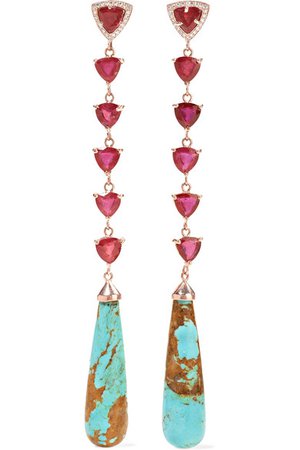 Jacquie Aiche | 14-karat rose gold multi-stone earrings | NET-A-PORTER.COM