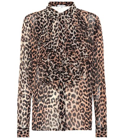 Leopard print georgette blouse