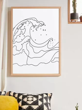 Wave Print Wall Painting Without Frame | SHEIN UK
