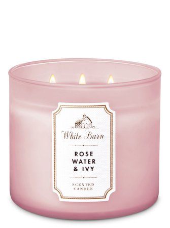 scented candle "rosewater and ivy" by white barn