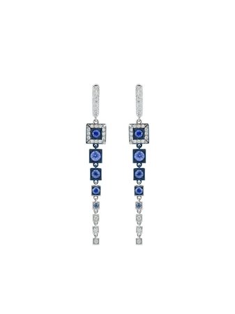 ShopMARIANI 18kt white gold Erte blue sapphire and diamond drop earrings with Express Delivery - Farfetch