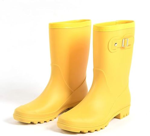 Amazon.com | Fubotao Women's Mid Calf Rain Boots Waterproof Fashion Garden Shoes Anti-slipping Rainboots For Women Comfortable Insole Light Rain Shoes | Rain Footwear