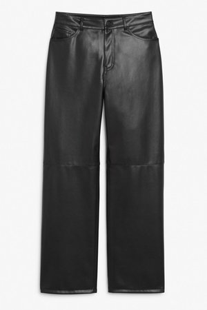 Faux leather trousers - Black - Trousers - Monki WW