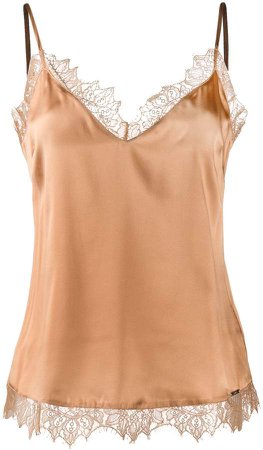 lace-trimmed silk cami top