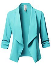 Awesome21 Women's Stretch 3/4 Gathered Sleeve Open Blazer Jacket at Amazon Women’s Clothing store: