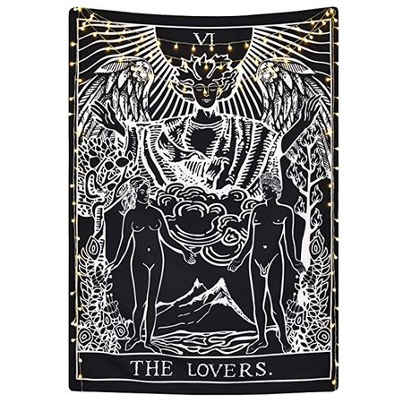 Amazon.com: Tarot Cards Tapestry The Lovers Tapestry, Lovers Stand Under The Tree Tapestry Black Tapestry Medieval Europe Divination Tapestry for Room: Home & Kitchen