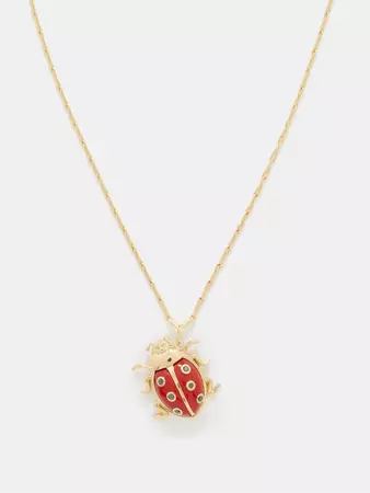 Gold Ladybug diamond, coral & 18kt gold necklace | Brent Neale | MATCHESFASHION US