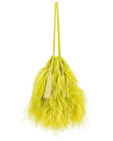 ATTICO Feather Pouch Bag in Lime | FWRD