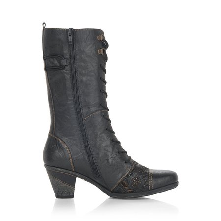 Remonte D8791-03 Ladies Black Combination Zip Up Mid Boots - Remonte Ladies from Rieker UK