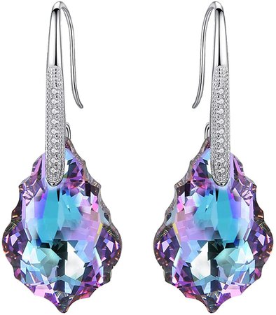 Amazon.com: EleQueen 925 Sterling Silver CZ Baroque Drop Hook Earrings Vitrail Light Made with Swarovski Crystals: Clothing