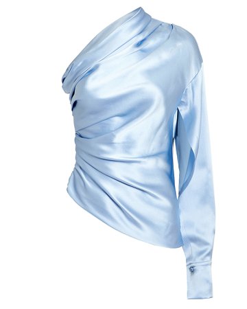 Blue Silk One Shoulder Blouse | Hellessy