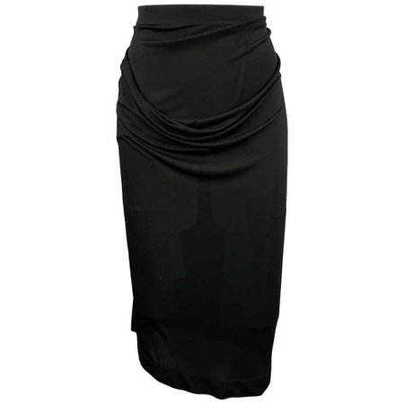 VIVIENNE WESTWOOD Size L Black Draped Viscose Pencil Skirt For Sale at 1stdibs