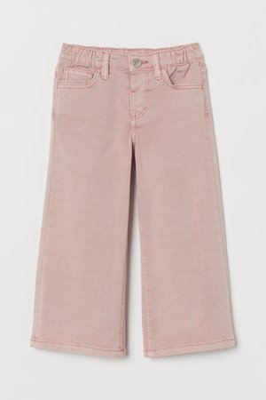 Wide-leg Twill Pull-on Pants - Powder pink - Kids | H&M US