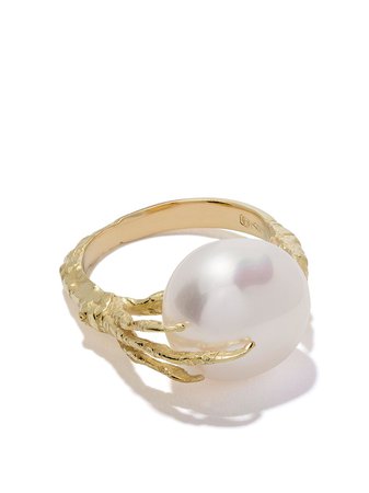 Wouters & Hendrix Gold 18kt gold claw pearl ring - FARFETCH
