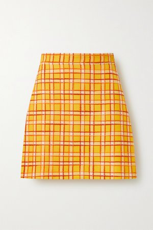 Yellow Checked wool-tweed mini skirt | Gucci | NET-A-PORTER