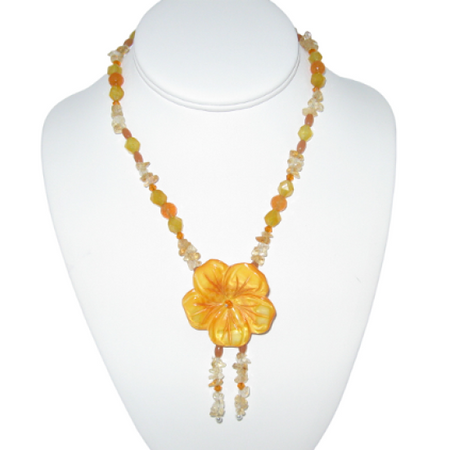 Orange and Yellow Flower Blossom Necklace | AngieShel Designs