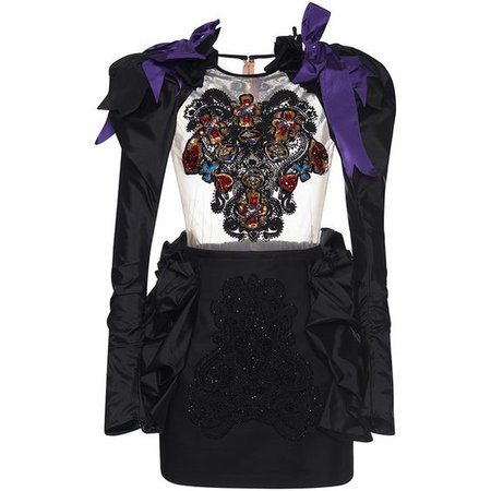 Dsquared2 Embroidered Sheer Long Sleeve Dress