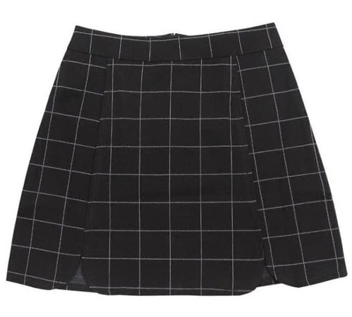 black skirt w/ white grid