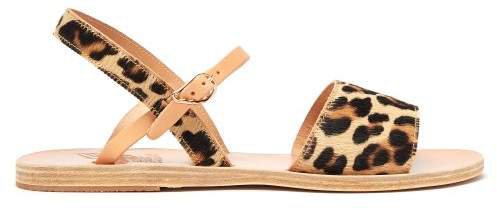 Kaliroi Leopard Print Calf Hair Sandals - Womens - Leopard