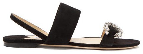 Saphera Crystal-embellished Suede Sandals - Black