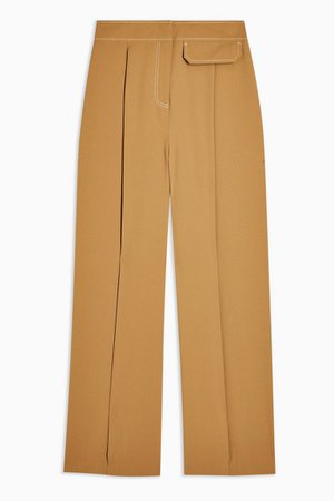 Ochre Topstitch Trousers | Topshop brown