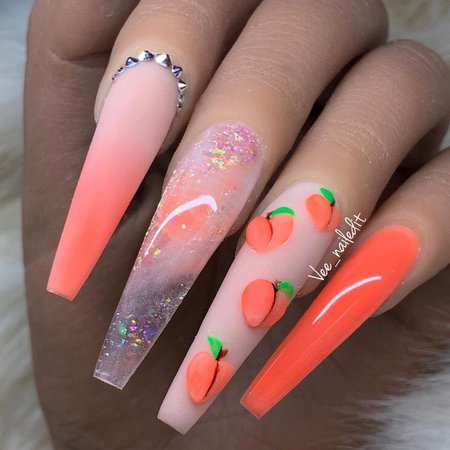 Extra Long Peach Nails