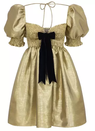 Natalie & Alanna Kiki Gold Lamé Babydoll Dress