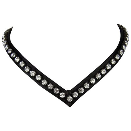 Harley Davidson inspired black leather choker Swarovski crystal : Yifat Aharoni Romantic Contemporary Jewelry Design | Ruby Lane