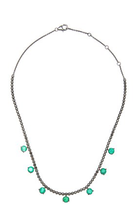 Colette Jewelry Black Diamond And 7 Emerald Necklace