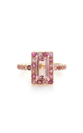 Yi Collection Bubble Gum Deco 18K Gold Pink Tourmaline Ring
