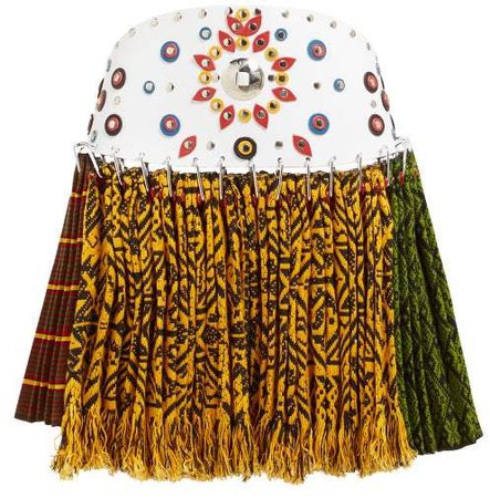 Chopova Lowena - Western Belt Pleated Tapestry Wool Mini Skirt - Womens - Multi