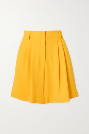 Yellow Pleated crepe shorts | Dolce & Gabbana | NET-A-PORTER