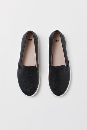 Slip-on Shoes - Black/grained - Ladies | H&M US