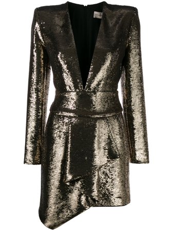 Gold Alexandre Vauthier Sequin Fitted Mini Dress | Farfetch.com