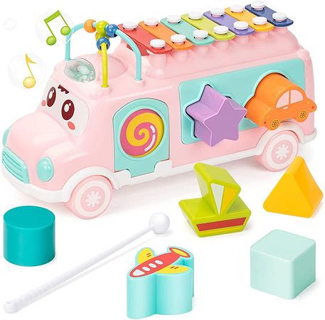 Amazon.com: UNIH Baby Toy 12-18 Months, Music Bus Xylophone for Kids Toy, Baby Toys for 1 Year Old Boys and Girls with Building Blocks, Musical Toys for Toddlers 1-3, Early Educational Toys for Toddlers Gift : Toys & Games