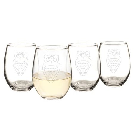 Cathy's Concepts Fall Owl Stemless Wine Glasses | Pier 1