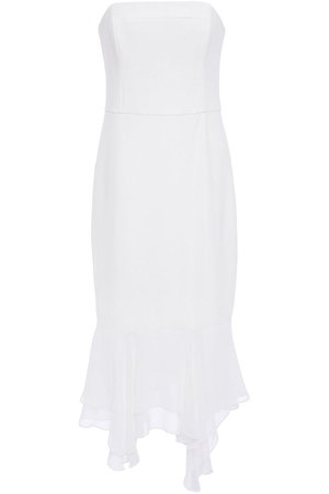 White Strapless stretch-cady and chiffon midi dress | Sale up to 70% off | THE OUTNET | HALSTON | THE OUTNET