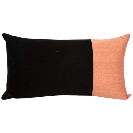 Modern Kilombo Home Embroidery Pillow Cotton Geometric Black and Salmon