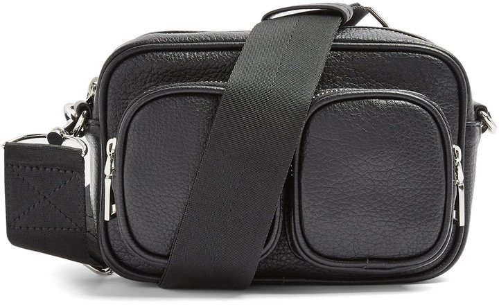 Double Pocket Faux Leather Shoulder Bag