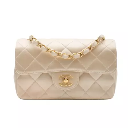 Chanel Satin Gold Timeless Classic Mini Flap Bag (Circa 2003) For Sale at 1stDibs | chanel satin bag, satin chanel bag