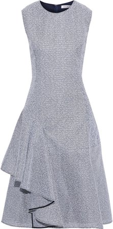 Ruffled Metallic Boucle-tweed Midi Dress