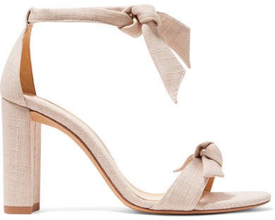 Clarita Bow-embellished Linen Sandals - Cream