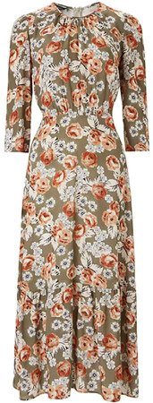 Rosemary Dress In Khaki & Rose Bloom