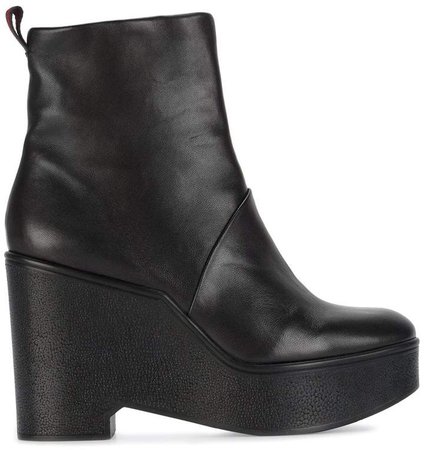 Clergerie Black Wedge 105 leather ankle boots